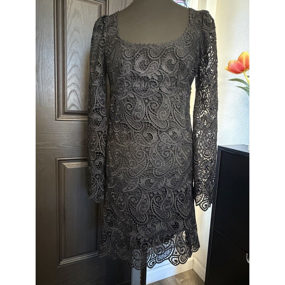 NWT $180 Anthropologie Maeve Embroidered Lace Mini Dress Size 2 Black